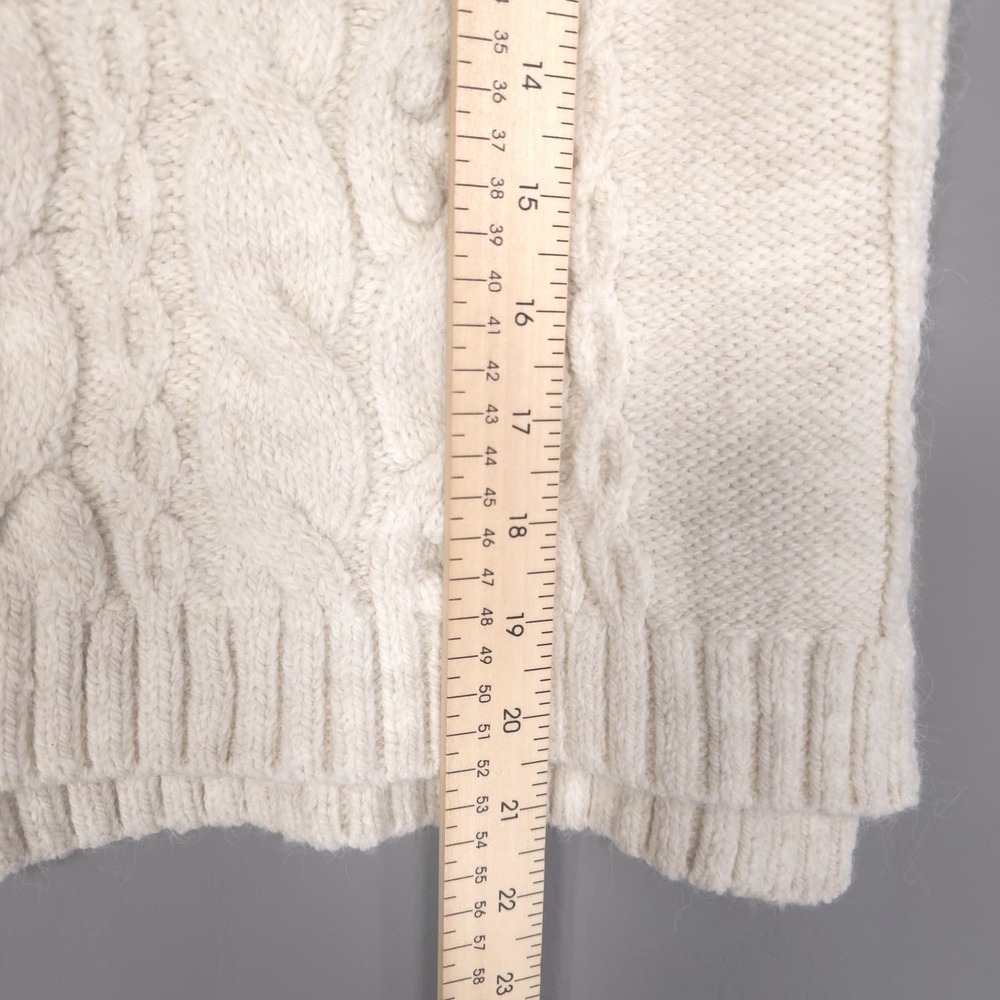 ANTHROPOLOGIE Cable Knit Sweater Vest‎ MEDIUM Ivory Button Mock Neck Turkey - Picture 3 of 9